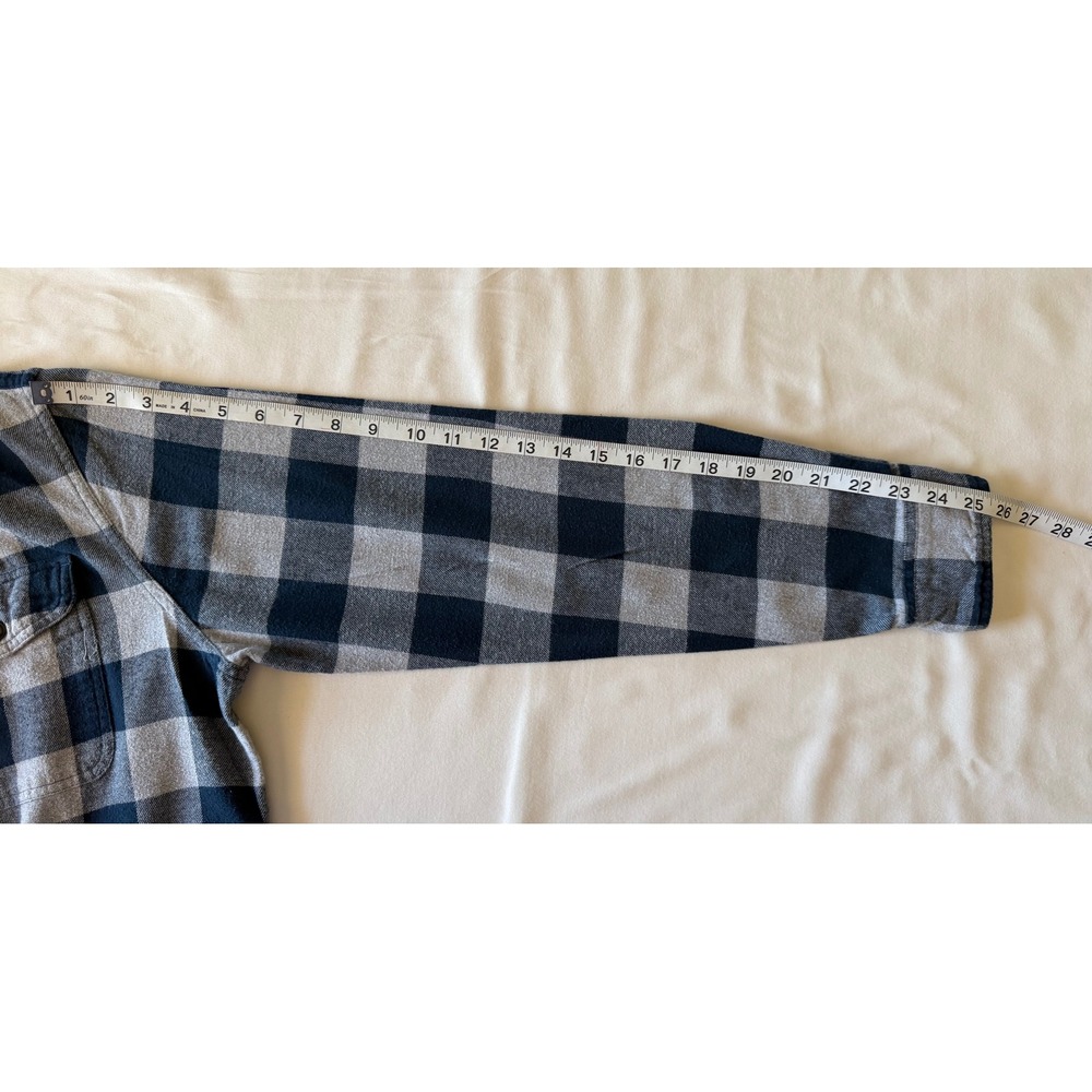 Sonoma Mens Flannel Shirt Medium Blue Grey Buffalo Plaid Long Sleeve Button Down - Picture 6 of 7